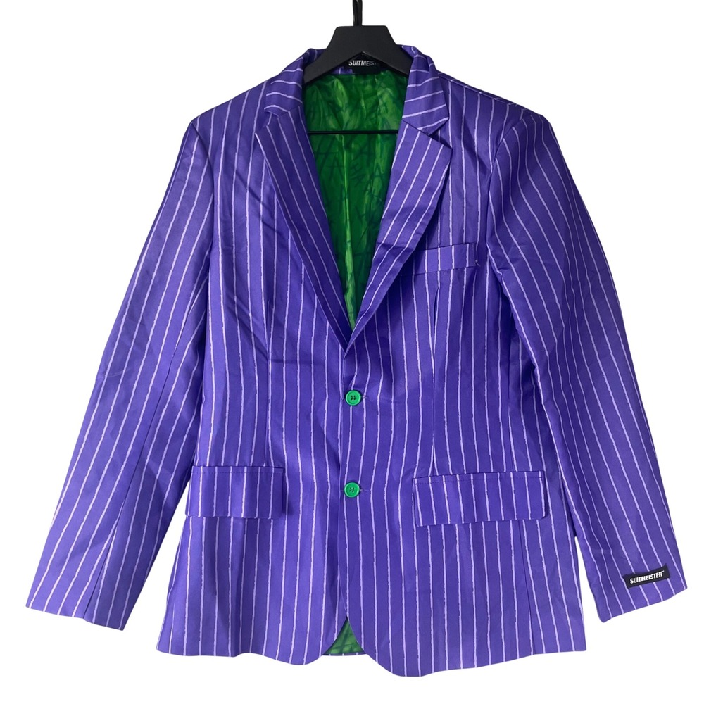 Joker Costume Blazer Adult S Suitmeister Purple Green Pin Halloween Jacket